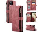 Custodia Galaxy A12, Custodia In Finto Cuoio Con Cerniera, Chiusura Magnetica, Tasca Per Carte, Supporto, Portafoglio, Custodia Protettiva Per Samsung Galaxy A12 Rosso