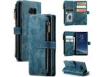 Custodia Galaxy S8, Custodia In Finto Cuoio Con Cerniera, Chiusura Magnetica, Tasca Per Carte, Supporto, Portafoglio, Custodia Protettiva Per Samsung Galaxy S8 Blu