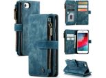 Custodia Iphone Se 2020, Custodia In Finto Cuoio Con Cerniera, Chiusura Magnetica, Tasca Per Carte, Supporto, Portafoglio, Custodia Protettiva Per Iphone 6 / 6S / 7 / 8 / Se 2020 Blu