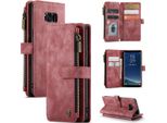 Custodia Galaxy S8 Plus, Custodia In Finto Cuoio Con Cerniera, Chiusura Magnetica, Tasca Per Carte, Supporto, Portafoglio, Custodia Protettiva Per Samsung Galaxy S8 Plus Rosso