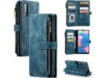 Custodia Galaxy A50, Custodia In Finto Cuoio Con Cerniera, Chiusura Magnetica, Tasca Per Carte, Supporto, Portafoglio, Custodia Protettiva Per Samsung Galaxy A50 Blu