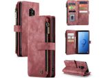 Custodia Galaxy S9 Plus, Custodia In Finto Cuoio Con Cerniera, Chiusura Magnetica, Tasca Per Carte, Supporto, Portafoglio, Custodia Protettiva Per Samsung Galaxy S9 Plus Rosso