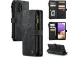 Galaxy A32 5G Custodia Per Cellulare, Chiusura A Zip Custodia In Finto Cuoio Flip Cover Chiusura Magnetica Porta Carte Funzione Stand Portafoglio Custodia Protettiva Per Samsung Galaxy A32 5G Nero