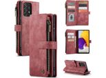 Galaxy A72 Custodia Del Telefono Cellulare, Chiusura A Zip Custodia In Finto Cuoio Flip Cover Chiusura Magnetica Porta Carte Funzione Stand Portafoglio Custodia Protettiva Per Samsung Galaxy A72 5G/4G Rosso