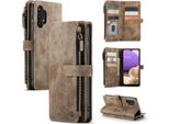 Galaxy A32 5G Custodia Del Telefono Cellulare, Chiusura A Zip Custodia In Finto Cuoio Flip Cover Chiusura Magnetica Porta Carte Funzione Stand Portafoglio Custodia Protettiva Per Samsung Galaxy A32 5G Marrone