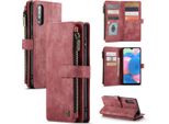 Custodia Galaxy A50, Custodia In Finto Cuoio Con Cerniera, Chiusura Magnetica, Tasca Per Carte, Supporto, Portafoglio, Custodia Protettiva Per Samsung Galaxy A50 Rosso