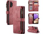 Galaxy A32 5G Custodia Del Telefono Cellulare, Chiusura A Zip Custodia In Finto Cuoio Flip Cover Chiusura Magnetica Porta Carte Funzione Stand Portafoglio Custodia Protettiva Per Samsung Galaxy A32 5G Rosso