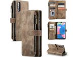 Custodia Galaxy A50, Custodia In Finto Cuoio Con Cerniera, Chiusura Magnetica, Tasca Per Carte, Supporto, Portafoglio, Custodia Protettiva Per Samsung Galaxy A50 Marrone
