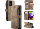 Custodia Galaxy A52, Custodia In Finto Cuoio Con Cerniera, Chiusura Magnetica, Tasca Per Carte, Supporto, Portafoglio, Custodia Protettiva Per Samsung Galaxy A52 5G/4G Marrone