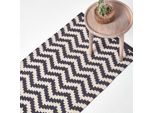 Homescapes Tappeto Kilim Casablanca Tessuto A Mano Con Motivo A Zig-Zag In 100% Cotone, Blu Scuro E Bianco, 66 X 200 Cm
