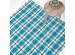 Homescapes Tappeto A Quadri Blu Irvine Tessuto A Mano In 100% Cotone, 120 X 170 Cm