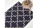 Homescapes Tappeto Kilim Edmonton Tessuto A Mano Con Motivo Geometrico In 100% Cotone, Blu Scuro E Bianco, 90 X 150 Cm