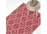 Homescapes Tappeto Riga In Cotone Stampato Con Motivi In Rosso E Bianco, 120 X 170 Cm
