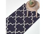 Homescapes Tappeto Kilim Edmonton Tessuto A Mano Con Motivo Geometrico In 100% Cotone, Blu Scuro E Bianco, 66 X 200 Cm
