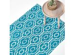 Homescapes Tappeto Riga In Cotone Stampato Con Motivi In Blu E Bianco, 120 X 170 Cm
