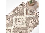 Homescapes Tappeto Kilim Lhasa Tessuto A Mano In Lana E Cotone, Marrone E Crema, 160 X 230 Cm