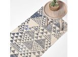 Homescapes Tappeto Delphi In Cotone Con Motivo Geometrico Blu E Bianco, 66 X 200 Cm
