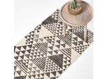 Homescapes Tappeto Delphi In Cotone Con Motivo Geometrico In Bianco E Nero, 66 X 200 Cm