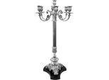 Casa Padrino Portacandele Barocco Argento / Nero 38 X 38 X H. 88 Cm - Portacandele In Alluminio In Stile Barocco - Accessori Per La Decorazione Barocca