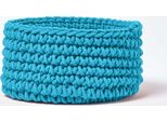 Homescapes Cestino Portaoggetti In Maglia, 100% Cotone Turchese 37 X 21 Cm