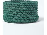 Homescapes Cestino Portaoggetti In Maglia, 100% Cotone Verde Abete 37 X 21 Cm