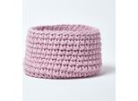 Homescapes Cestino Portaoggetti In Maglia, 100% Cotone Rosa 37 X 21 Cm