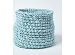Homescapes Cestino Portaoggetti In Maglia, 100% Cotone Azzurro 42 X 37 Cm