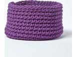 Homescapes Cestino Portaoggetti In Maglia, 100% Cotone Viola 37 X 21 Cm