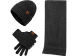 3 Pezzi Guanti Caldi Da Donna Guanti Invernali Da Uomo, Grigio Scuro