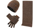 3 Pezzi Guanti Caldi Da Donna Guanti Invernali Da Uomo, Cachi