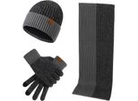 3 Pezzi Guanti Caldi Da Donna Guanti Invernali Da Uomo, Grigio Scuro