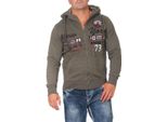Herren Kapuzenpullover Sweatjacke Felpa Con Cappuccio; Olive S