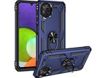 Custodia Per Samsung Galaxy A22 4G Robusta A Doppio Strato, Protezione Militare Con Supporto Ad Anello E Supporto Blu
