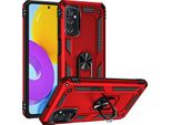 Custodia Per Samsung Galaxy M52 5G A Doppio Strato Robusta, Protezione Militare Con Supporto Ad Anello E Supporto Rosso