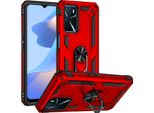 Custodia Per Oppo A16 A Doppio Strato Robusta, Protezione Militare Con Supporto Ad Anello E Supporto Rosso
