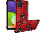 Custodia Per Samsung Galaxy A22 4G Robusta A Doppio Strato, Protezione Militare Con Supporto Ad Anello E Supporto Rosso