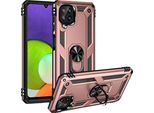 Custodia Per Samsung Galaxy A22 4G A Doppio Strato Robusta, Protezione Militare Con Supporto Ad Anello E Supporto Rosa