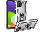 Custodia Per Samsung Galaxy A22 4G A Doppio Strato Robusta, Protezione Militare Con Supporto Ad Anello E Supporto Argento