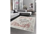 Tappeto Classico Con Decorazioni E Ornamenti Orientali Moderni In Rosso Crema Arancione Dimensioni - 200 X 290 Cm