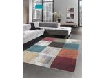 Elegante Tappeto Multicolore Con Motivi Moderni A Quadri Arancio Blu Dimensioni - 120X170 Cm