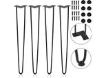 Jiubiaz 4X Hairpin Legs Gambe Del Tavolo Struttura Del Tavolo In Metallo Gambe Del Tavolo Forcina Gambe Mobili Gambe Del Tavolo Corridori Forcina Gambe Nero 2 Aste, Per Scrivania, Tavolo Da Pranzo 61Cm
