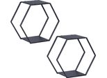 Set Di Scaffali 'Tand' 2 Pezzi, Allungabile 32 X 37 X 19 Cm Acciaio Nero