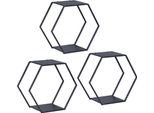 Set Di Scaffali 'Tand' 3 Pezzi, Allungabile 32 X 37 X 19 Cm Acciaio Nero