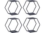 Set Di Scaffali 'Tand' 4 Pezzi, Estensibile 32 X 37 X 19 Cm Acciaio Nero