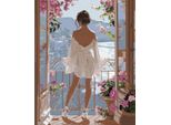 Quadro Con Cornice Pittura Per Numeri - Donna Da Balcone 40X50 Cm