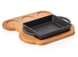 Padella In Ghisa Smaltata Lava Lxpxh: 15,8 X 12,2 X 3 Cm Con Sottopentola In Legno