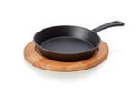Padella In Ghisa Smaltata Lava ØXh: 20 X 4 Cm Con Sottopentola In Legno