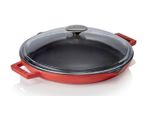 Padella In Ghisa Lava Con Beccuccio Rosso Con Coperchio In Vetro ØXh: 31,5 X 4,3 Cm