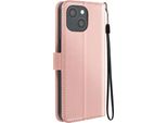 Mayaxess, Custodia A Portafoglio Apple Iphone 15 Funzione Stand Con Cinturino, Oro Rosa
