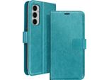 Mayaxess, Custodia A Portafoglio Samsung Galaxy S24 Fe Funzione Stand Con Cinturino, Blu Turchese